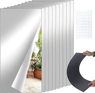 10 peças de azulejos autoadesivos de acrílico espelho 30,5 x 61 cm