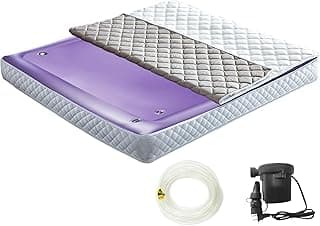 Colchão de água sem ondas de fluxo livre, colchão de água quadrado para adultos, cama de água macia de PVC de 20 cm de espessura com capa removível, dobrável e dobrável, válvulas de ar duplas