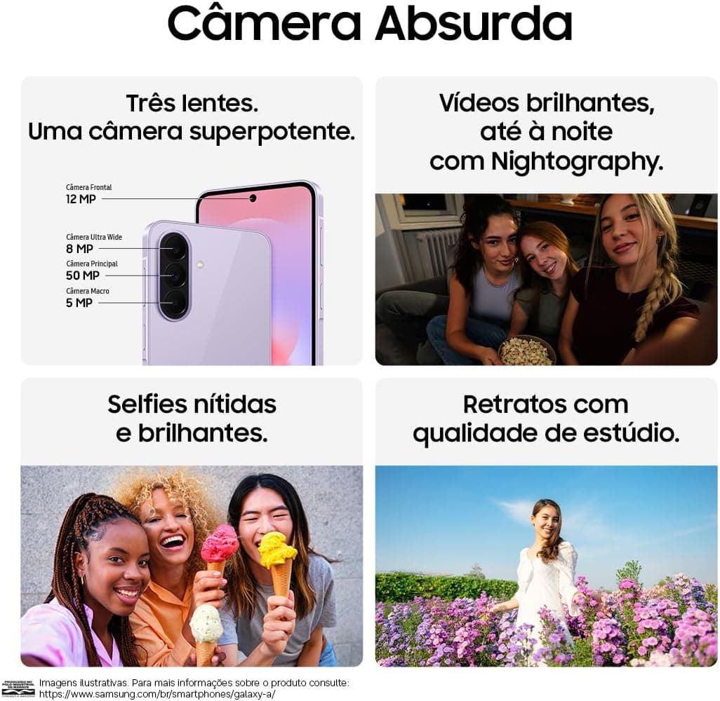 Celular Samsung Galaxy A37 5G 128GB, 6GB RAM, Câmera 50MP (Preto)