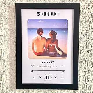 Quadro personalizado com sua foto e música modelo spotify presente decoração