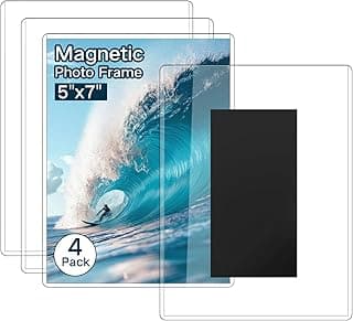 Pacote com 4 porta-retratos magnéticos transparentes 5'x7' para surfista