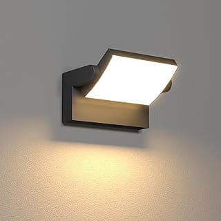 Holofote moderno preto para uso externo, luz LED 3000K, iluminação para varanda ou garagem