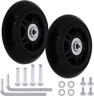 S SYDIEN Rodas de substituição de mala de bagagem de 80 mm x 24 mm, rodas de skate pretas em linha, kit de reparo de rolamentos de roda de poliuretano silencioso para carrinho de mão, bolsa de viagem