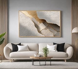 Quadro decorativo minimalista bege dourado para sala e quarto
