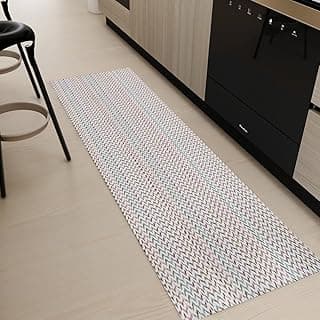 Tapete minimalista geométrico colorido cru para cozinha, quarto, banheiro - 2,00m x 45m - antiderrapante
