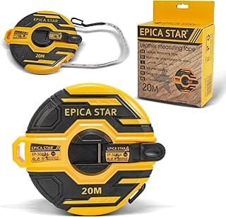 Fita métrica revestida de borracha 20m Epica Star, alta precisão, escala clara, antiderrapante, durável