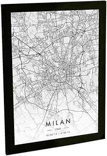 Quadro Decorativo A2 Milão Itália Mapa Viagem Turismo Decoração Poster