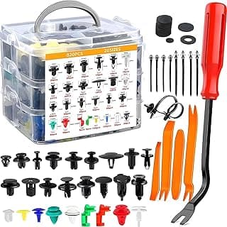 Kit de presilhas e grampos universais para carro com 925 peças, incluindo chaves de remoção e ferramentas.