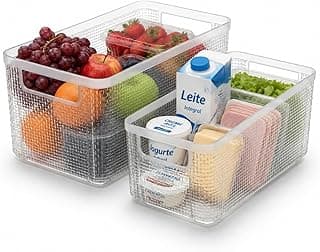 Kit 2 Organizadores de Geladeira Transparente com Frutas e Produtos Lácteos