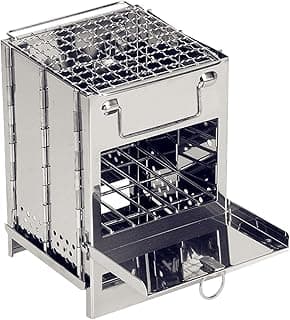 Matybobe Fogão dobrável de acampamento com churrasqueira bolsa de armazenamento fogão a lenha fogão de churrasco dobrável para viagens, caminhadas, acampamento, piquenique, churrasco