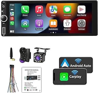 Rádio automotivo multimídia FINYQBET 1 Din com tela de 6,9 polegadas, controle remoto, câmera de ré e acessórios