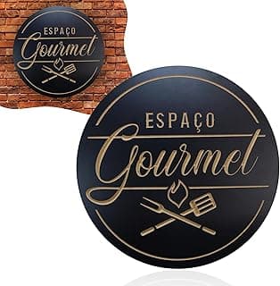 Quadro decorativo para churrasqueira gourmet em MDF preto com detalhes dourados