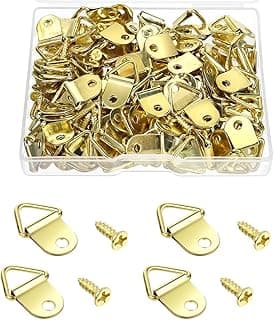 Pacote com 100 cabides de aço dourado para quadros com parafusos