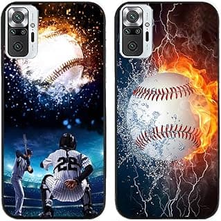 Capa de celular Xiaomi Redmi Note 10 Pro com design de beisebol e bola em chamas