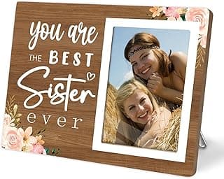 Porta-retrato 'Best Sister Ever' com foto de irmãs sorrindo