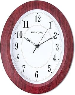 Relógio de parede vintage, retrô, oval, silencioso, sem tique-taque, quartzo, operado por bateria, fácil de ler, decorativo para café, cozinha, sala de estar, quarto, banheiro, decoração por