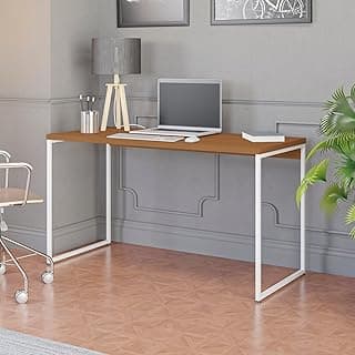 Mesa de Escritório Escrivaninha Secretaria 136cm Industrial Canela E Branco Canela/Branco