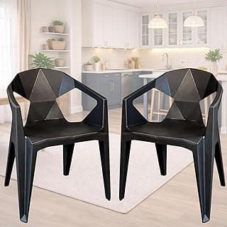 Kit 2 Cadeiras Poltrona Plástica Preciosa Reforçada Até 182kg Empilhável Área Interna Externa Varanda Jardim Evento (PRETA)
