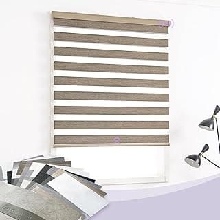 Graywind Zebra Blinds Persianas de rolo 100% blackout horizontal com filtro de luz sem fio com sanefa para casa e escritório (amostras de tecido zebra)