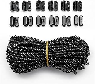 Cordão de corrente preto de 10 jardas com 12 clipes de conector para persianas