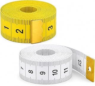 Kit com 2 fitas métricas corporais flexíveis de 150 cm, branco e amarelo, para medição corporal e costura