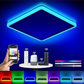 Luminária de teto LED inteligente RGB com controle remoto e smartphone