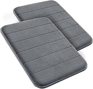Kit tapetes antiderrapantes cinza-escuro para banheiro, textura em relevo