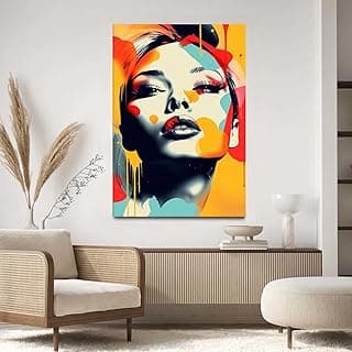 Quadro decorativo pop art mulher cores vibrantes sala de estar 40x60