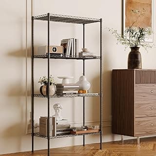 Estante de aço Prateleira de arame multifuncional, ajustável e reforçada, ideal para estantes, cozinhas, despensas e lavanderias. 75 x 35 x 151 cm, cor preta.