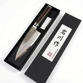 Faca japonesa de sushi Deba para canhotos em aço alemão em embalagem preta com texto chinês