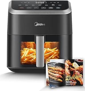 Fritadeira Midea Air Fryer de 5,5 litros com janela transparente e receitas