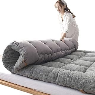 Colchão Futon de Veludo Portátil Dobrável - Almofada de Dormir de Chão Tamanho Twin para e Convidados - Cinza, Confortável e Versátil (150 x 200 cm (59 * 79 polegadas))