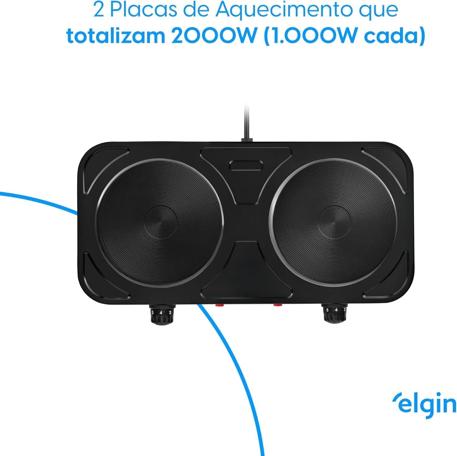 Fogão Elétrico Portátil Cooktop 2 Bocas Elgin - 220V