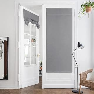 Cortina de porta cinza claro blackout para porta de vidro