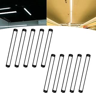 Kit de 10 luminárias tubulares LED lineares pretas de 60cm, fundo branco