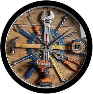 Generic Relógio de parede decorativo para garagem, moderno, elegante, redondo e silencioso, ideal para oficina ou sala de jantar, Cor de Madeira