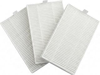 Três filtros HEPA brancos para robô aspirador, dispostos em ângulo frontal.
