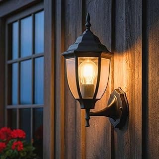 Arandela de parede vintage em metal, tom de luz amarelo, iluminada, decoração rústica