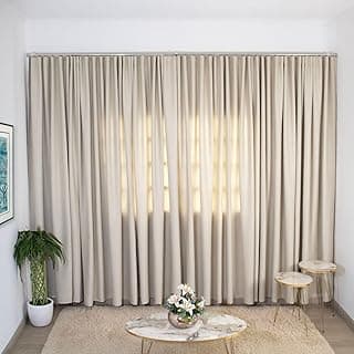 Cortina blackout palha 3,00m x 2,50m para sala com trilho suíço