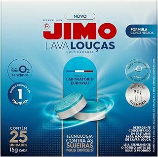 Detergente concentrado JIMO para máquina de lavar louças, 25 pastilhas, 15g cada, azul