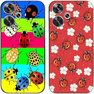 Capa para Xiaomi Redmi Turbo 3 / Poco F6 5G com joaninhas coloridas e flores brancas