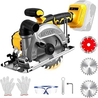 Serra circular sem fio de 15 cm para bateria Dewalt 20 V (sem bateria), serra elétrica de madeira com motor sem escova, chanfrado de corte de 0-45°, profundidade máxima de corte de 5 cm (90°), 3,3 cm