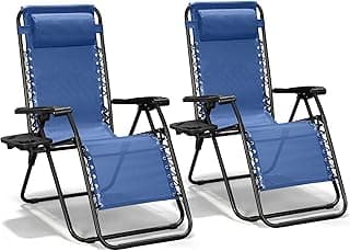 Conjunto de 2 cadeiras reclináveis ajustáveis de gravidade zero em azul