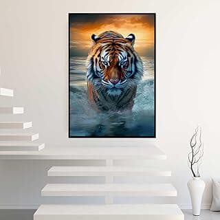 Quadro decorativo tigre por do sol paisagem vertical