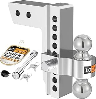 Engate de reboque ajustável LOCAME para receptor de 5 polegadas, aço inoxidável, com chaves