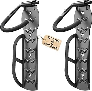 Kit com 2 suportes de parede para bicicletas, pretos, resistentes, suportam até 30 kg