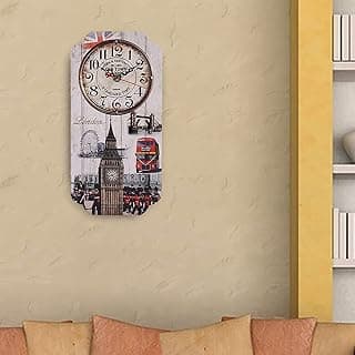 Relógio de parede retangular vintage europeu com ícones de Londres