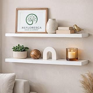Kit com 2 Prateleiras Flutuantes MDF Branco 60x15cm Suporte Invisível, Prateleira MDF, Prateleira Decorativa, Estante Organizador Multiuso Para Sala Quarto Cozinha Escritório - Refloresça
