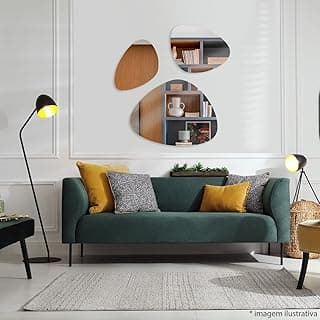 Kit 3 Espelhos Orgânicos Decorativo Lapidado na Parede para Sala de Estar