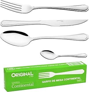 Jogo de garfo, faca e colher Continental da Original Line, 48 peças, aço inoxidável, embalagem verde